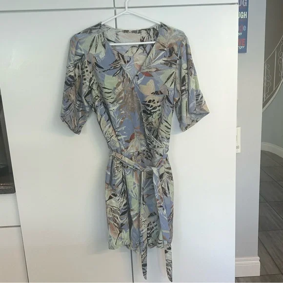 Garcia blue floral belted Romper Dress,  Size S - Picture 5 of 8